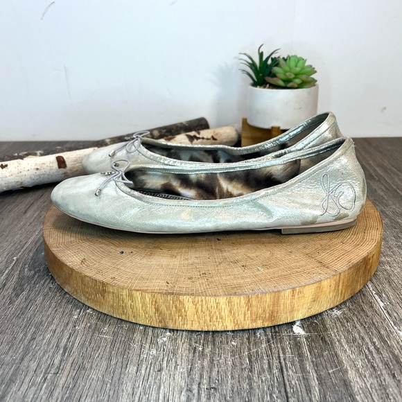 *Sam Edelman | Silver Metallic Leather Lined Felicia Ballet Flats Size 10 - Picture 8 of 13